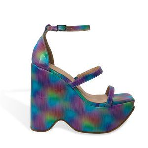 Chase & Chloe Women’s Chunky Flatform Wedge Slide Heeled Sandal
